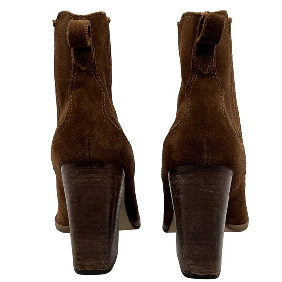 Dolce Vita Womens 7.5 Conway Brown Suede Ankle Boots Scalloped Booties Western - Picture 5 of 16